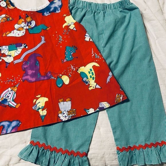 Matching Sets 199s Vintage Dinosaur Dino Barney Gingham Party Set Ric